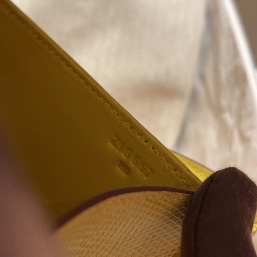 에르메스 콘스탄스24 옐로우 금장 리자드 가죽